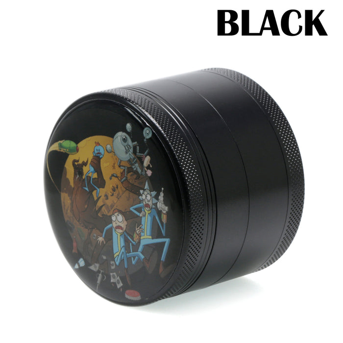 63MM Four-Layer Aluminum Alloy Cartoon Animation Pattern  Grinder-Black