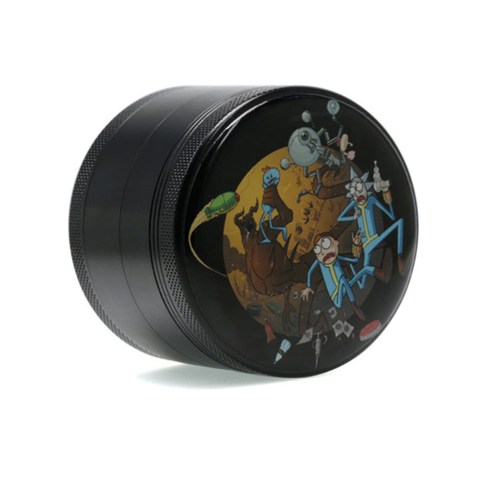 63MM Four-Layer Aluminum Alloy Cartoon Animation Pattern  Grinder-Black