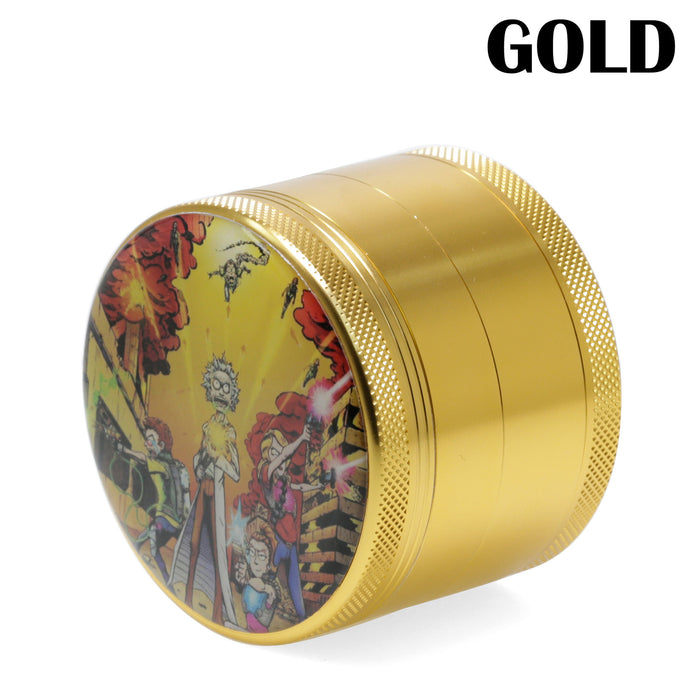 63MM Four-Layer Aluminum Alloy Cartoon Animation Pattern Grinder-Gold