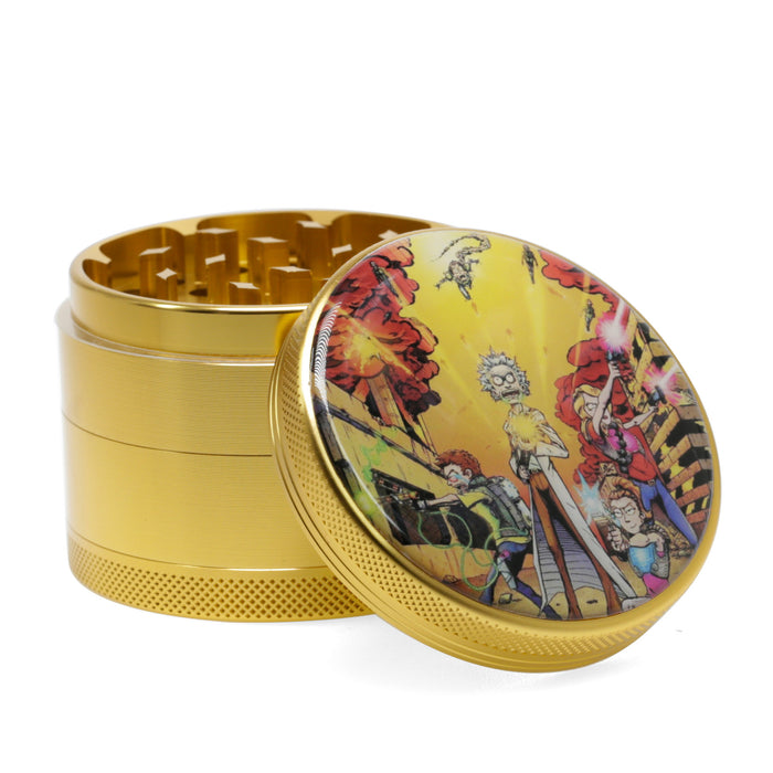 63MM Four-Layer Aluminum Alloy Cartoon Animation Pattern Grinder-Gold