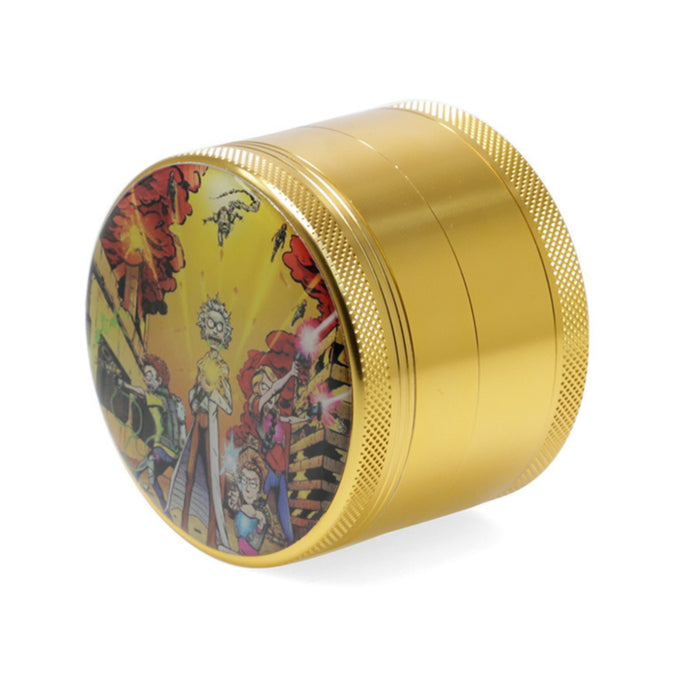 63MM Four-Layer Aluminum Alloy Cartoon Animation Pattern Grinder-Gold
