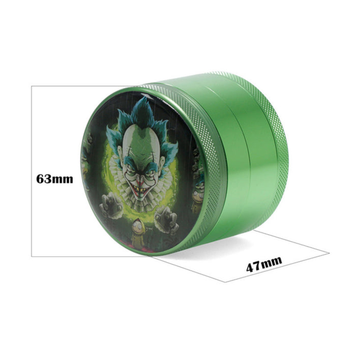 63MM Four-Layer Aluminum Alloy Cartoon Animation Pattern Grinder-Green