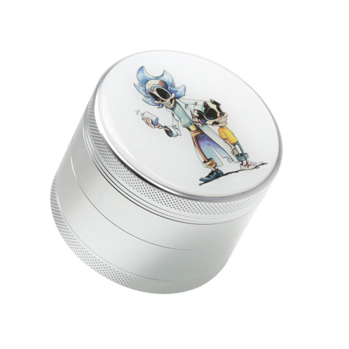 63MM Four-Layer Aluminum Alloy Cartoon Animation Pattern  Grinder-Silver