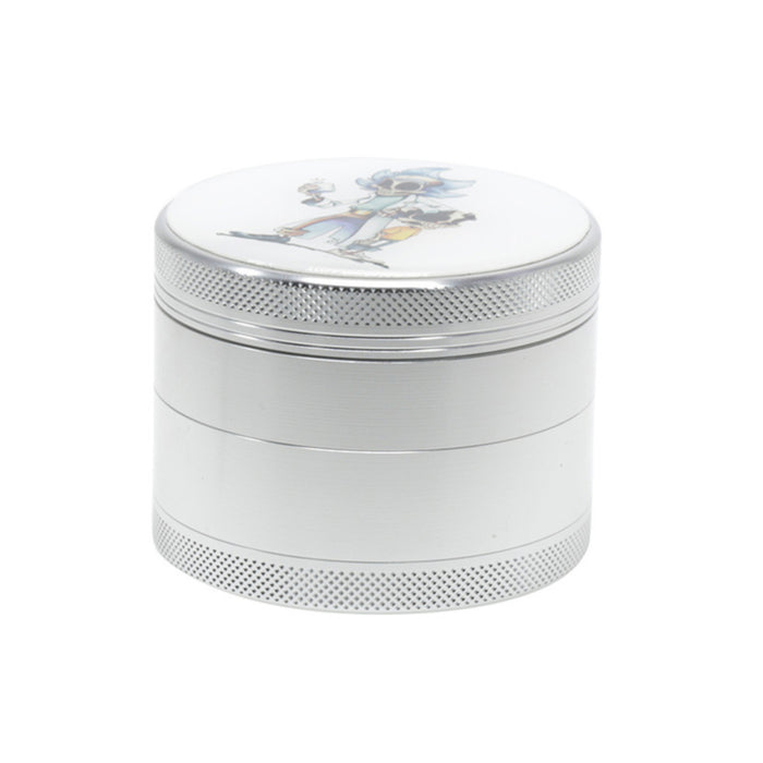 63MM Four-Layer Aluminum Alloy Cartoon Animation Pattern  Grinder-Silver