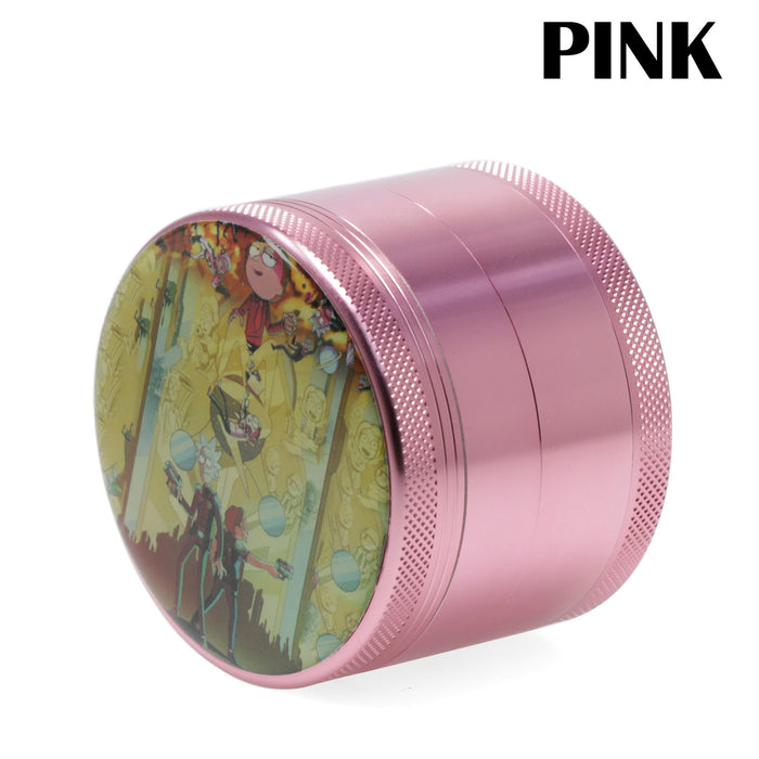63MM Four-Layer Aluminum Alloy Cartoon Animation Pattern Grinder-Pink