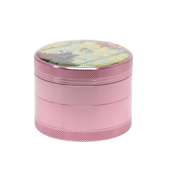 63MM Four-Layer Aluminum Alloy Cartoon Animation Pattern Grinder-Pink
