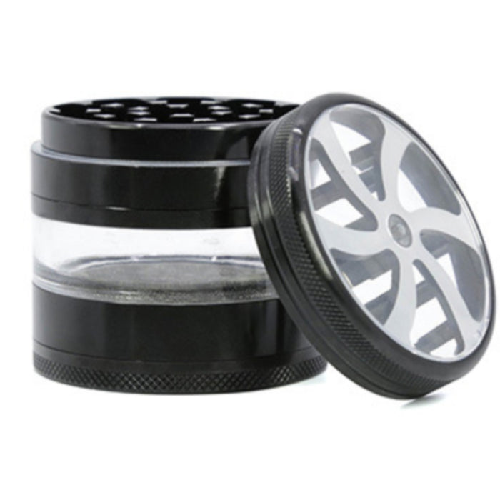 63MM Four-Layer Aluminum Alloy Petal Herb Grinder-Black