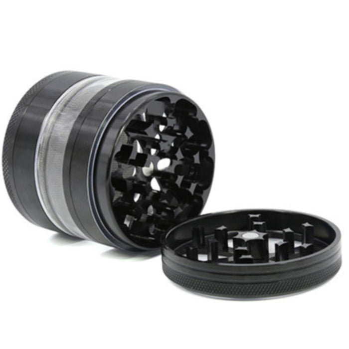 63MM Four-Layer Aluminum Alloy Petal Herb Grinder-Black