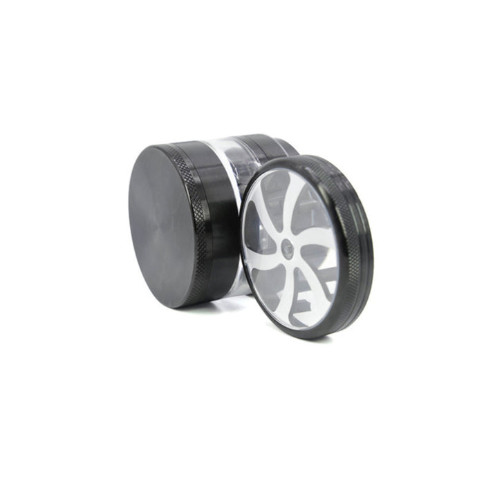 63MM Four-Layer Aluminum Alloy Petal Herb Grinder-Black