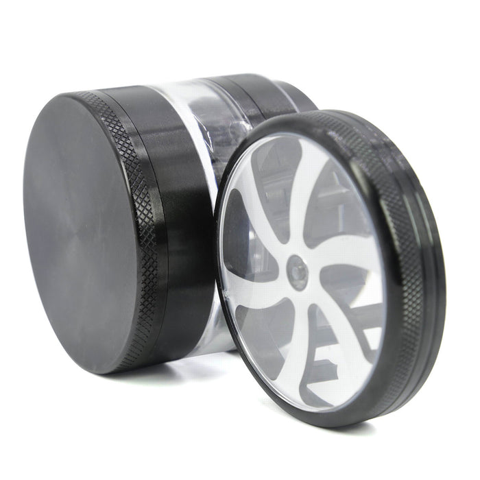 63MM Four-Layer Aluminum Alloy Petal Herb Grinder-Black