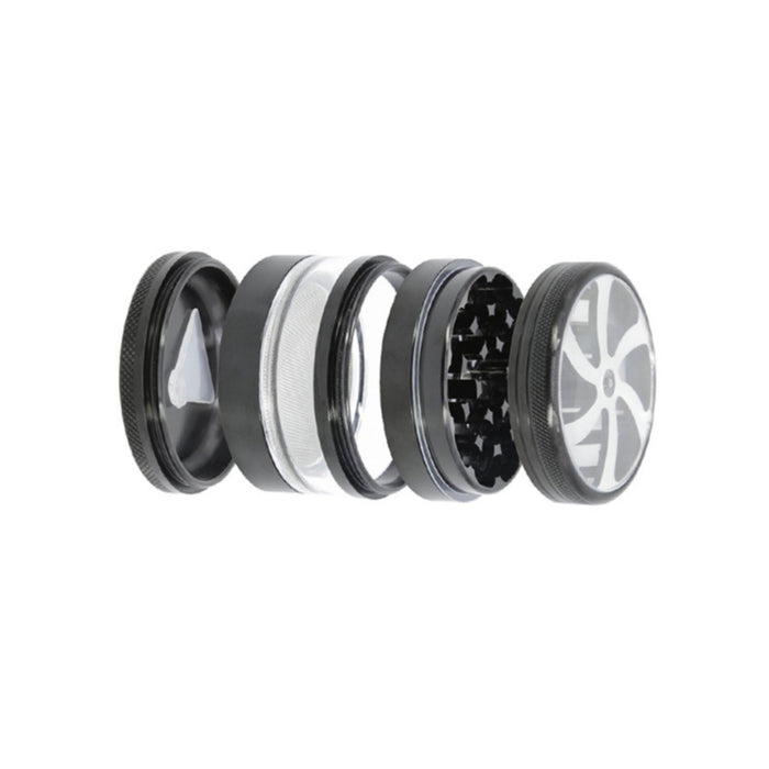63MM Four-Layer Aluminum Alloy Petal Herb Grinder-Black
