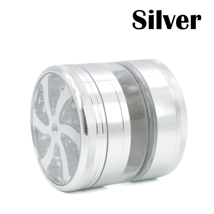 63MM Four-Layer Aluminum Alloy Petal Herb Grinder-Silver