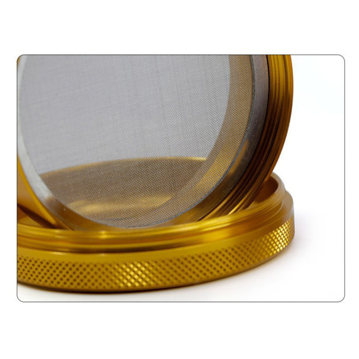 63MM Four-Layer Aluminum Alloy Transparent Cover Clover Grinding Tooth Design Tobacco Crusher | Gold Color