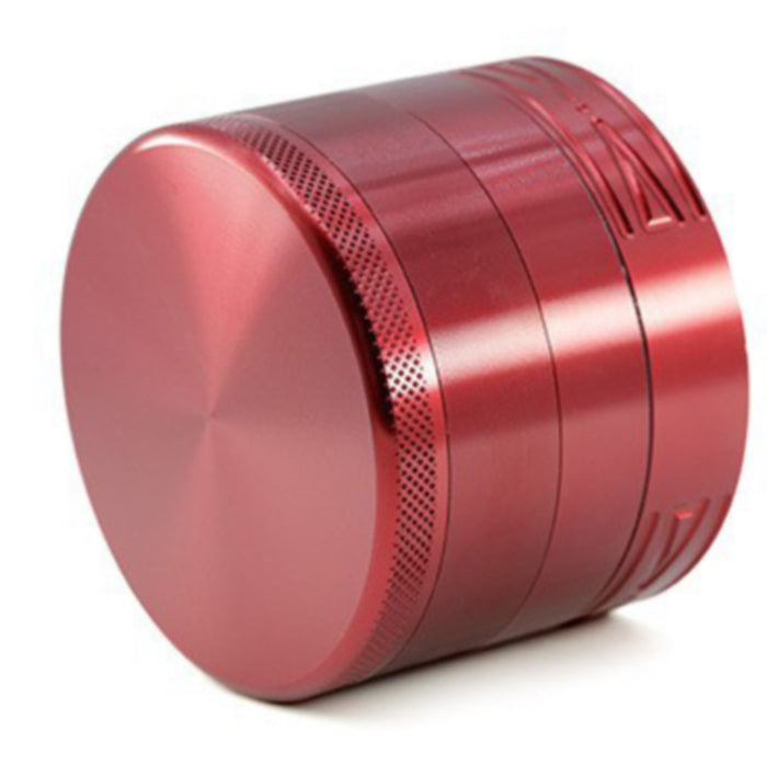 63MM Four-Layer Aluminum Alloy Transparent Cover Clover Grinding Tooth Design Tobacco Crusher | Red Color