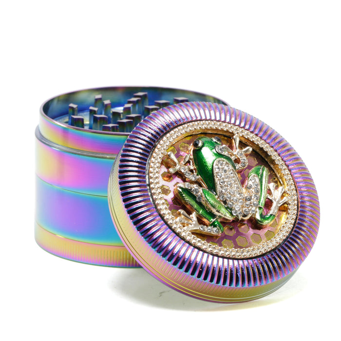 63MM Four-Layer Frog Animal With Drill Ice Blue Zinc Alloy Smoke Grinder