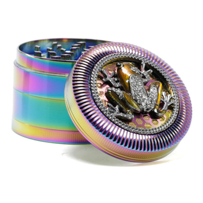 63MM Four-Layer Frog Animal With Drill Ice Blue Zinc Alloy Smoke Grinder