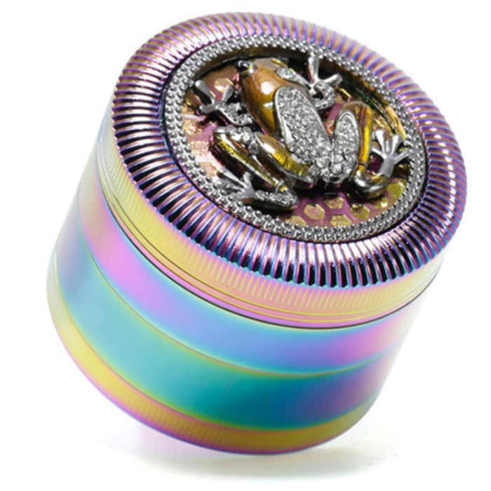 63MM Four-Layer Frog Animal With Drill Ice Blue Zinc Alloy Smoke Grinder