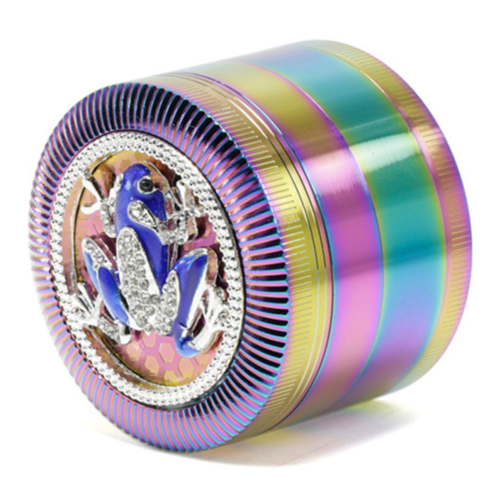 63MM Four-Layer Frog Animal With Drill Ice Blue Zinc Alloy Smoke Grinder