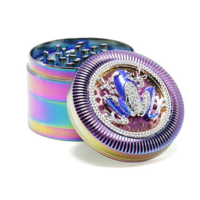 63MM Four-Layer Frog Animal With Drill Ice Blue Zinc Alloy Smoke Grinder