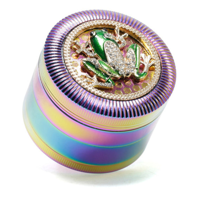 63MM Four-Layer Frog Animal With Drill Ice Blue Zinc Alloy Smoke Grinder