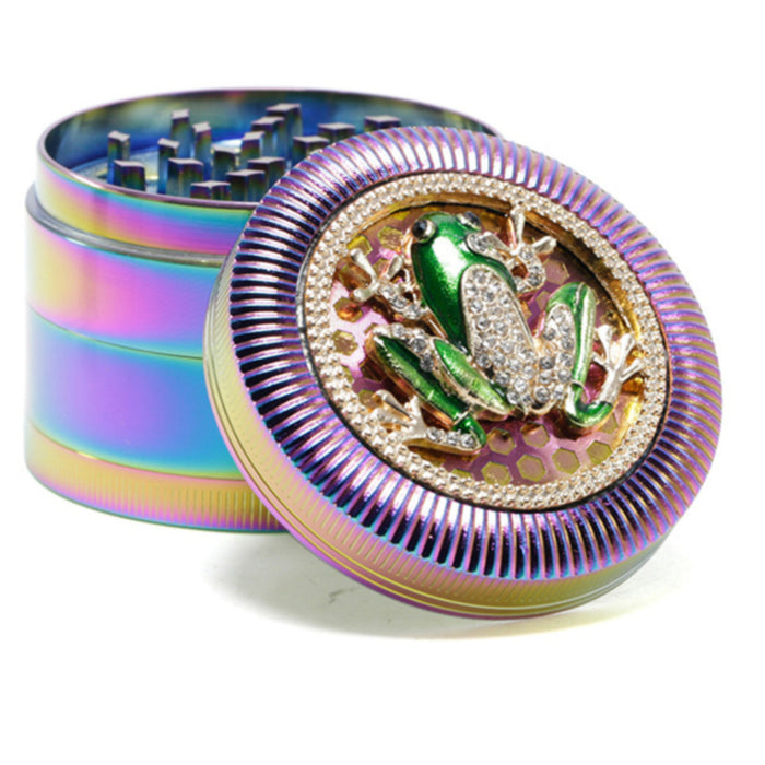 63MM Four-Layer Frog Animal With Drill Ice Blue Zinc Alloy Smoke Grinder