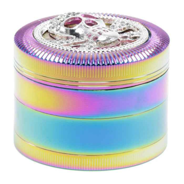 63MM Four-Layer Skull Animal With Drill Ice Blue Zinc Alloy Smoke Grinder