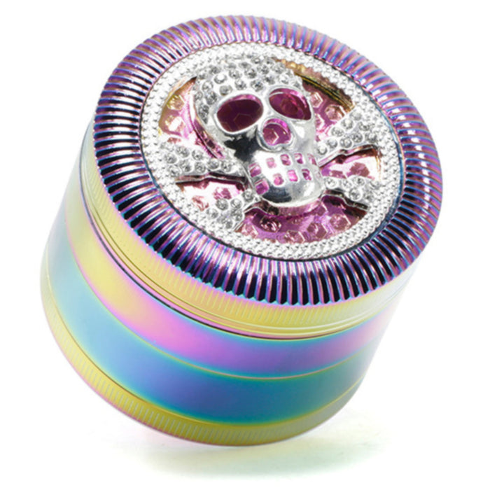 63MM Four-Layer Skull Animal With Drill Ice Blue Zinc Alloy Smoke Grinder