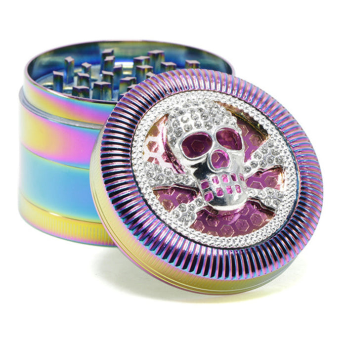 63MM Four-Layer Skull Animal With Drill Ice Blue Zinc Alloy Smoke Grinder