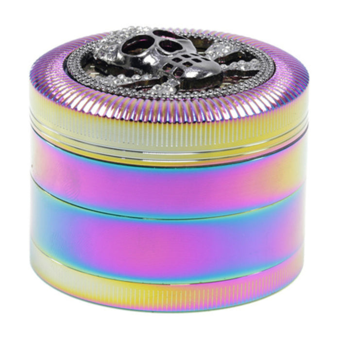 63MM Four-Layer Skull Animal With Drill Ice Blue Zinc Alloy Smoke Grinder