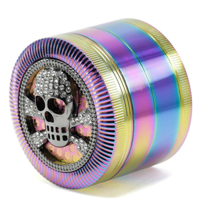 63MM Four-Layer Skull Animal With Drill Ice Blue Zinc Alloy Smoke Grinder