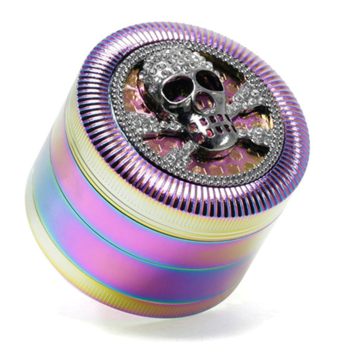 63MM Four-Layer Skull Animal With Drill Ice Blue Zinc Alloy Smoke Grinder
