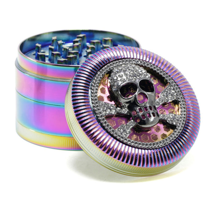 63MM Four-Layer Skull Animal With Drill Ice Blue Zinc Alloy Smoke Grinder