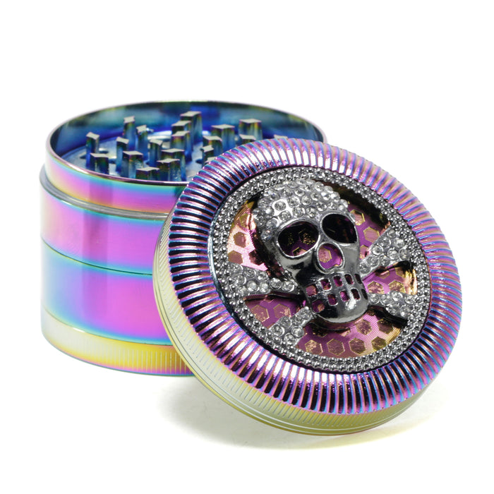 63MM Four-Layer Skull Animal With Drill Ice Blue Zinc Alloy Smoke Grinder