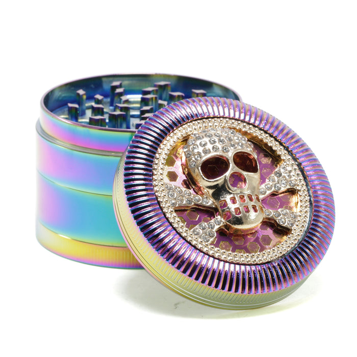 63MM Four-Layer Skull Animal With Drill Ice Blue Zinc Alloy Smoke Grinder