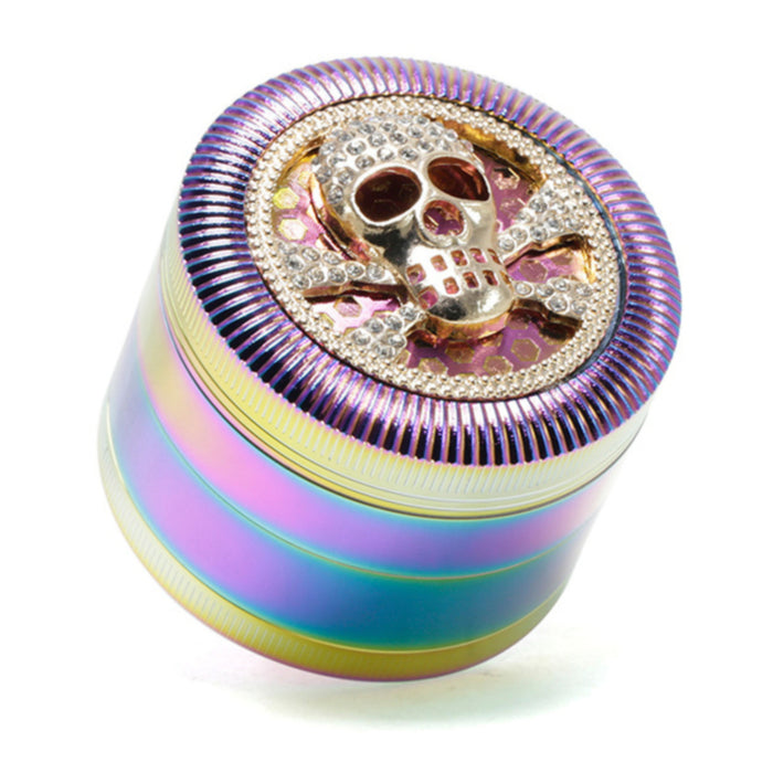 63MM Four-Layer Skull Animal With Drill Ice Blue Zinc Alloy Smoke Grinder