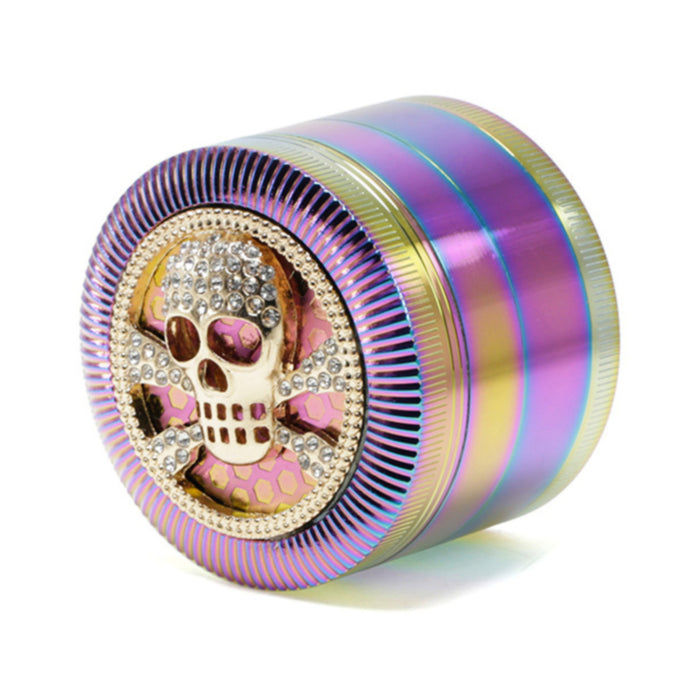 63MM Four-Layer Skull Animal With Drill Ice Blue Zinc Alloy Smoke Grinder
