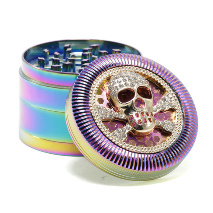 63MM Four-Layer Skull Animal With Drill Ice Blue Zinc Alloy Smoke Grinder