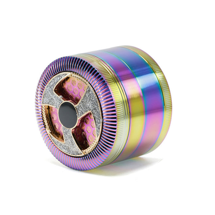 63MM Four-Layer Special Pattern Ice Blue Zinc Alloy Smoke Grinder