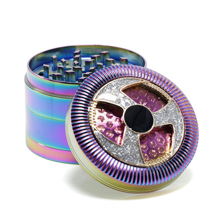 63MM Four-Layer Special Pattern Ice Blue Zinc Alloy Smoke Grinder