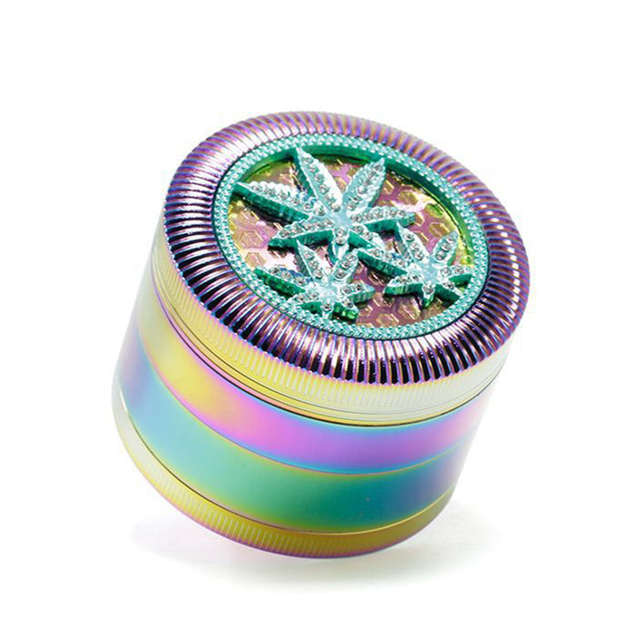 63MM Four-Layer Special Pattern Ice Blue Zinc Alloy Smoke Grinder