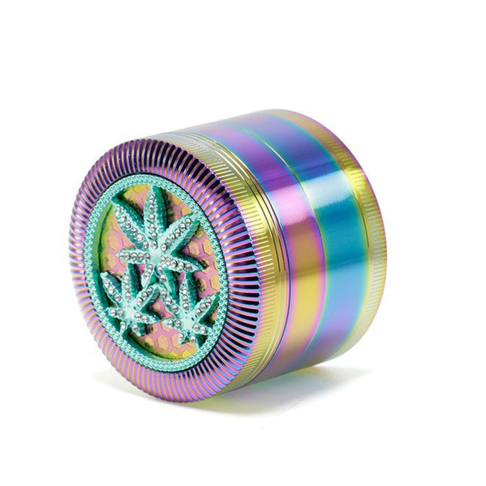 63MM Four-Layer Special Pattern Ice Blue Zinc Alloy Smoke Grinder