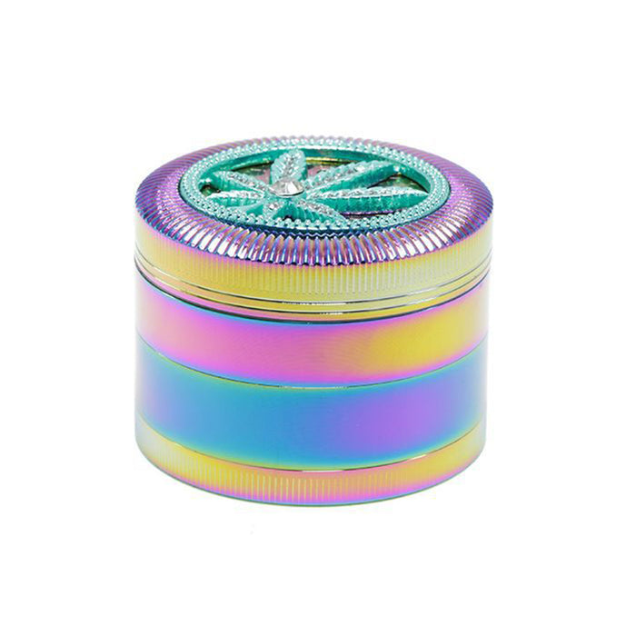 63MM Four-Layer Special Pattern Ice Blue Zinc Alloy Smoke Grinder