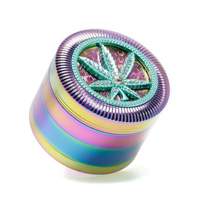 63MM Four-Layer Special Pattern Ice Blue Zinc Alloy Smoke Grinder