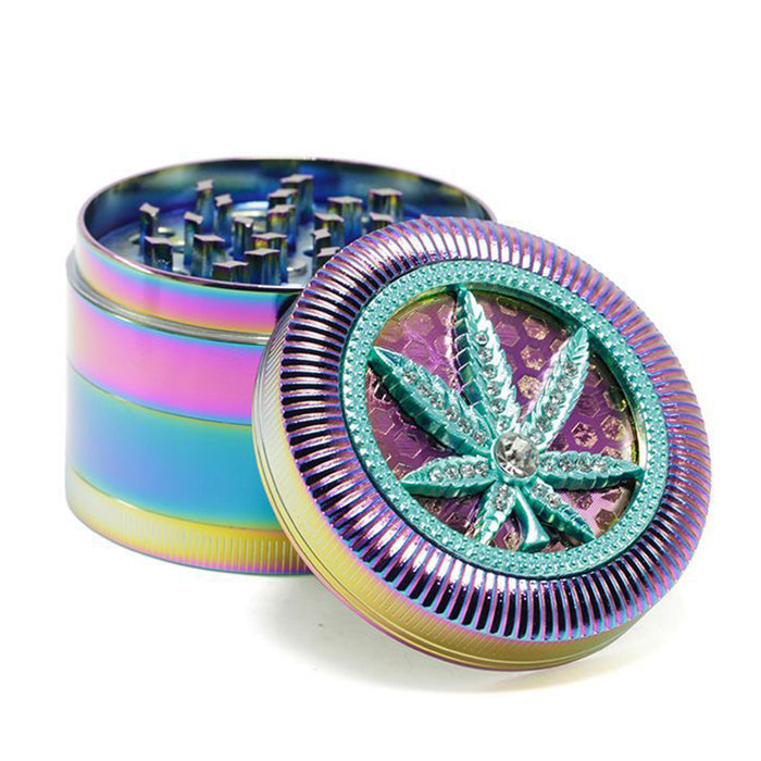 63MM Four-Layer Special Pattern Ice Blue Zinc Alloy Smoke Grinder