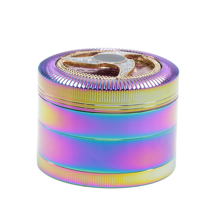 63MM Four-Layer Special Pattern Ice Blue Zinc Alloy Smoke Grinder