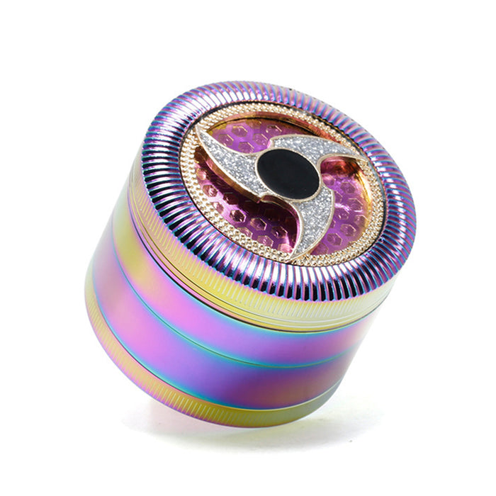 63MM Four-Layer Special Pattern Ice Blue Zinc Alloy Smoke Grinder