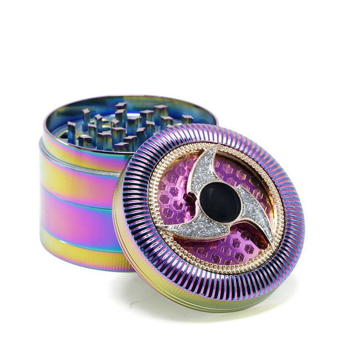 63MM Four-Layer Special Pattern Ice Blue Zinc Alloy Smoke Grinder