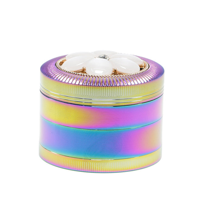 63MM Four-Layer Special Pattern Ice Blue Zinc Alloy Smoke Grinder
