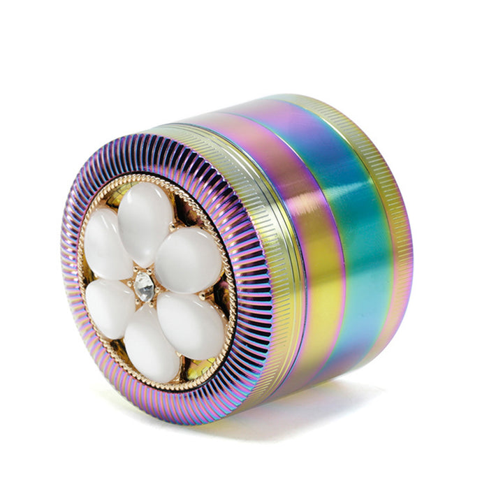 63MM Four-Layer Special Pattern Ice Blue Zinc Alloy Smoke Grinder