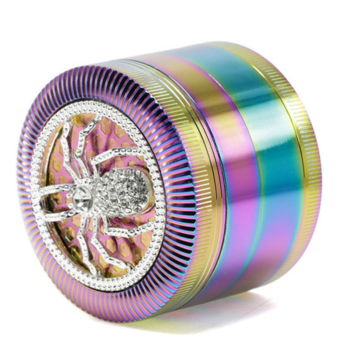 63MM Four-Layer Spider Animal With Drill Ice Blue Zinc Alloy Smoke Grinder